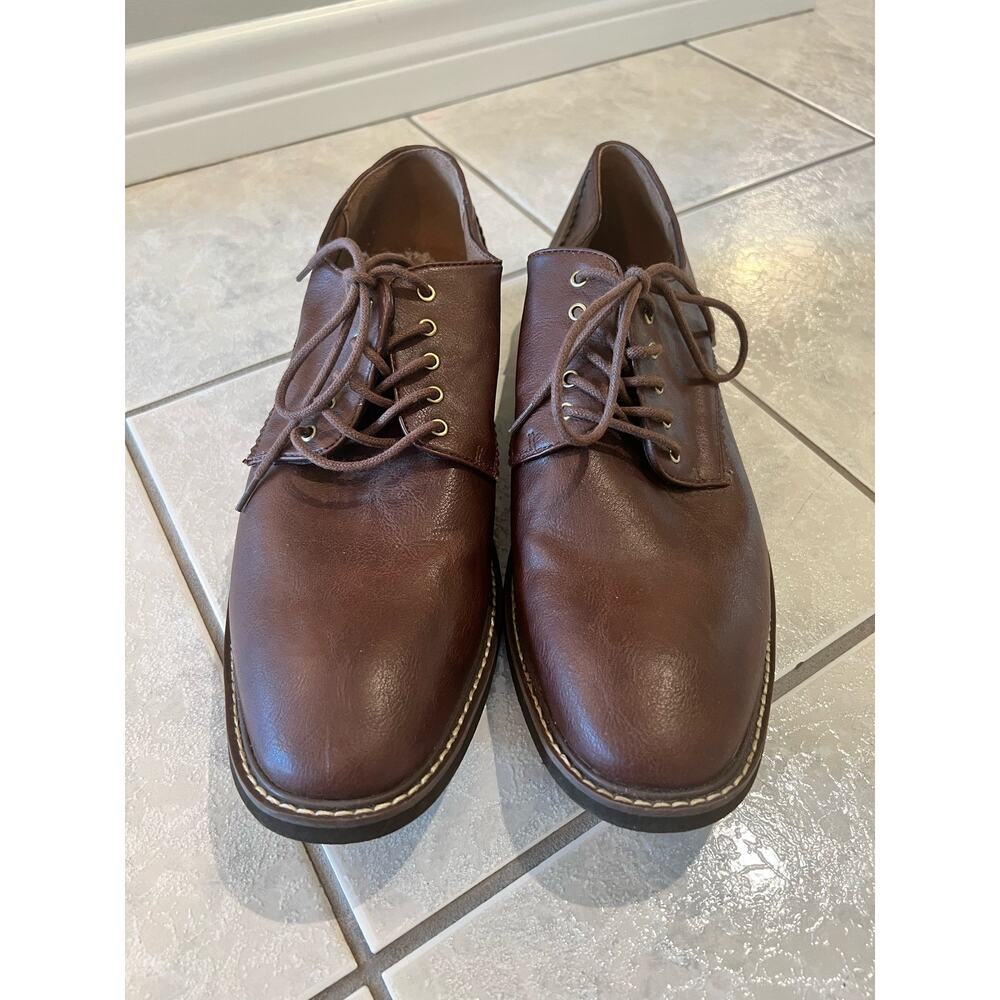 GUESS Jakey Men's Classic Brown Leather Derby Oxford Lace Up Size 13M Shoes